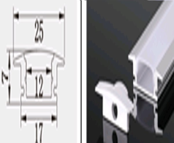 Профиль Встраиваемый Алюм. С рассеиват. Комплект Заглушки 25х7х2000мм REDIGLE (80)