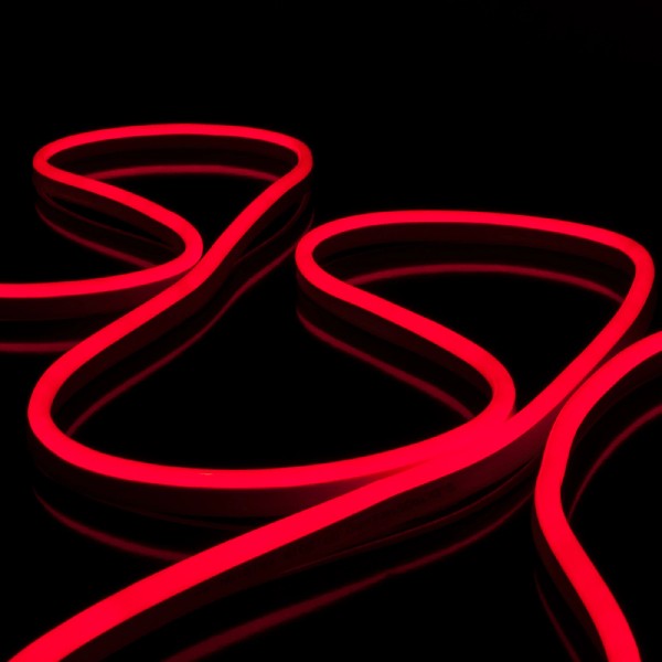Гибкий Неон 220В 2жил 18Вт/м Красный 144LED SMD2835 Белый ПВХ 16х16 IP65 50м REDIGLE