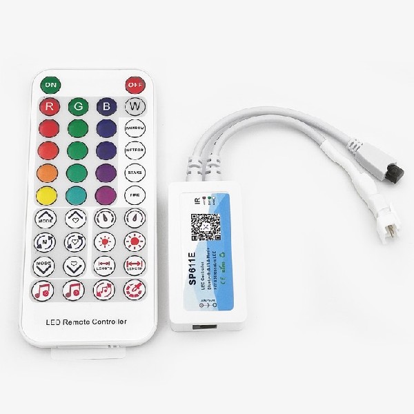 Контроллер SPI RGB c Радио Пультом Кнопки Белый 5-24В Бегущий огонь SP611E REDIGLE (50)