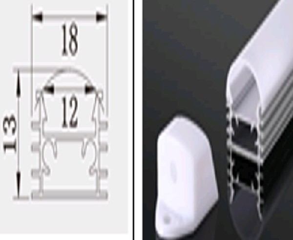 Профиль Накладной Алюм. С рассеиват. Комплект Заглушки+Крепеж Серебристый 18х13х2000мм REDIGLE (100)
